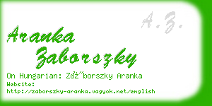 aranka zaborszky business card
